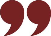 A large red quotation mark symbol on a transparent background.